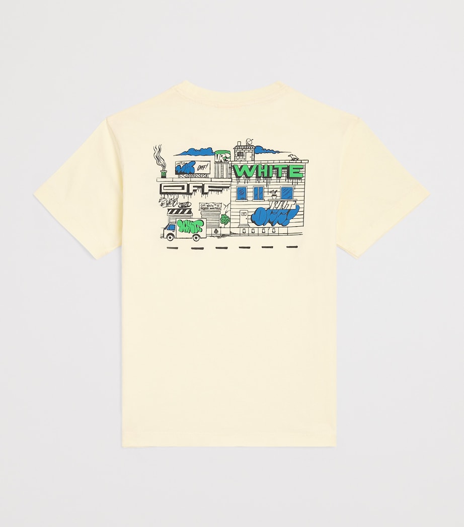 Off-White kids cotton graffiti print T-shirt for ages 4-12+ years, imported from the UK