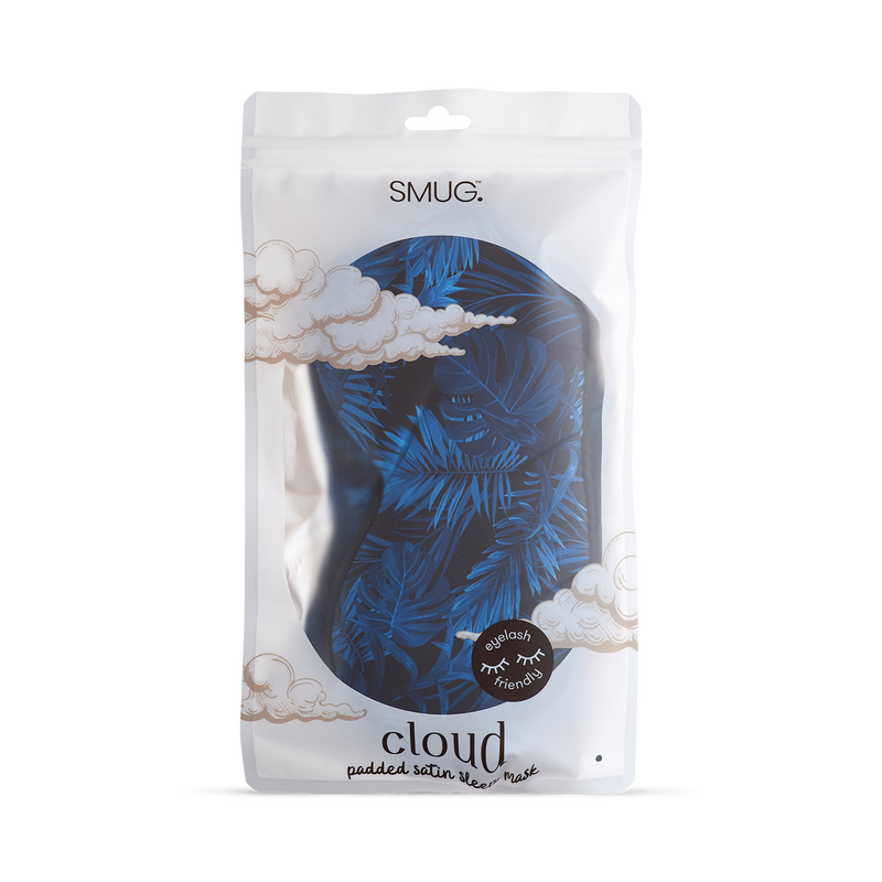 Smug Cloud padded satin sleep mask Palm Noir (British brand)