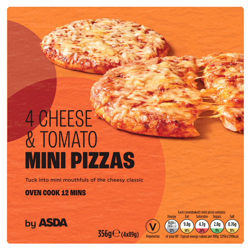 ASDA 4 Cheese & Tomato Mini Pizzas GOODS ASDA   