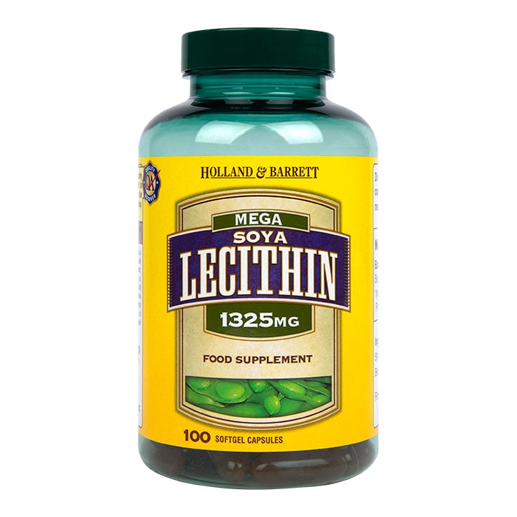 Holland & Barrett Mega Soya Lecithin Fat Emulsifier 100 Capsules 1325mg Lecithin Capsules & Powder Holland&Barrett   