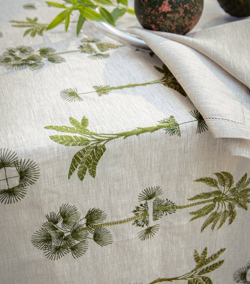Alexandre Turpault Barbade palm print embroidered tablecloth 170cm x 320cm - British product