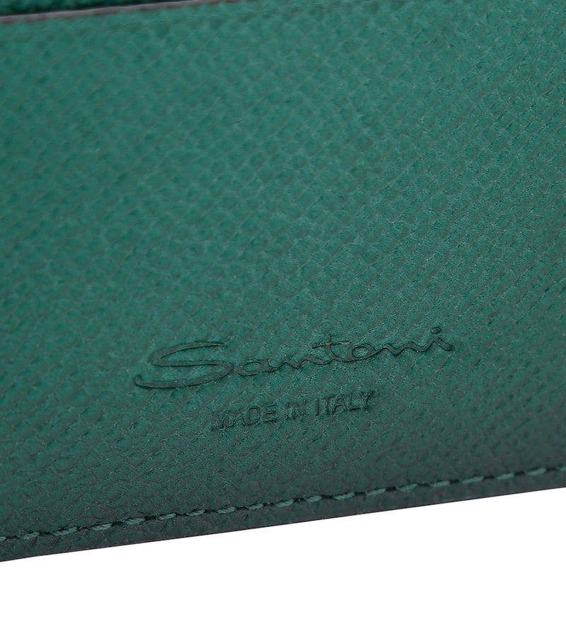 Santoni leather card holder 7x11cm, imported from the UK