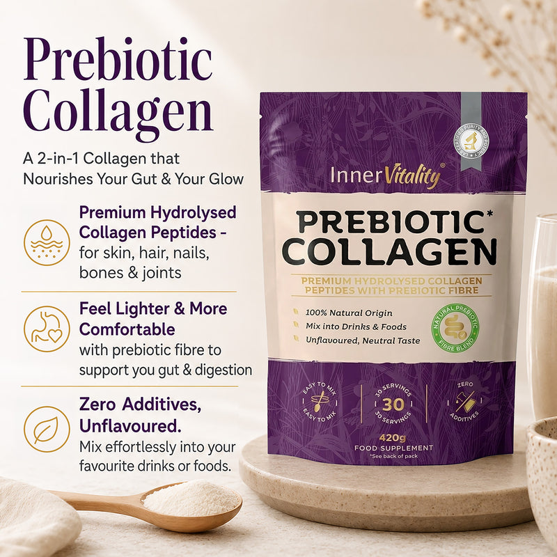 Inner Vitality Prebiotic Collagen Powder unflavoured 30 servings - British product