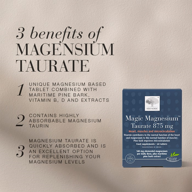 New Nordic Magic Magnesium Taurate supplement 60 tablets, UK version