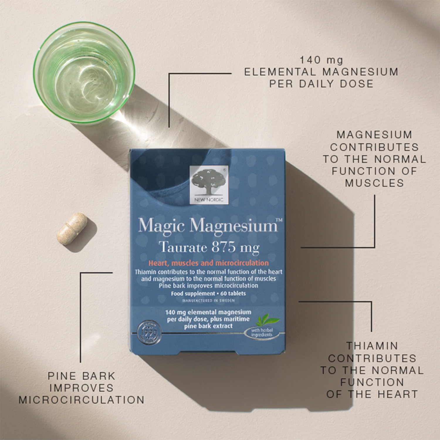 New Nordic Magic Magnesium Taurate supplement 60 tablets, UK version