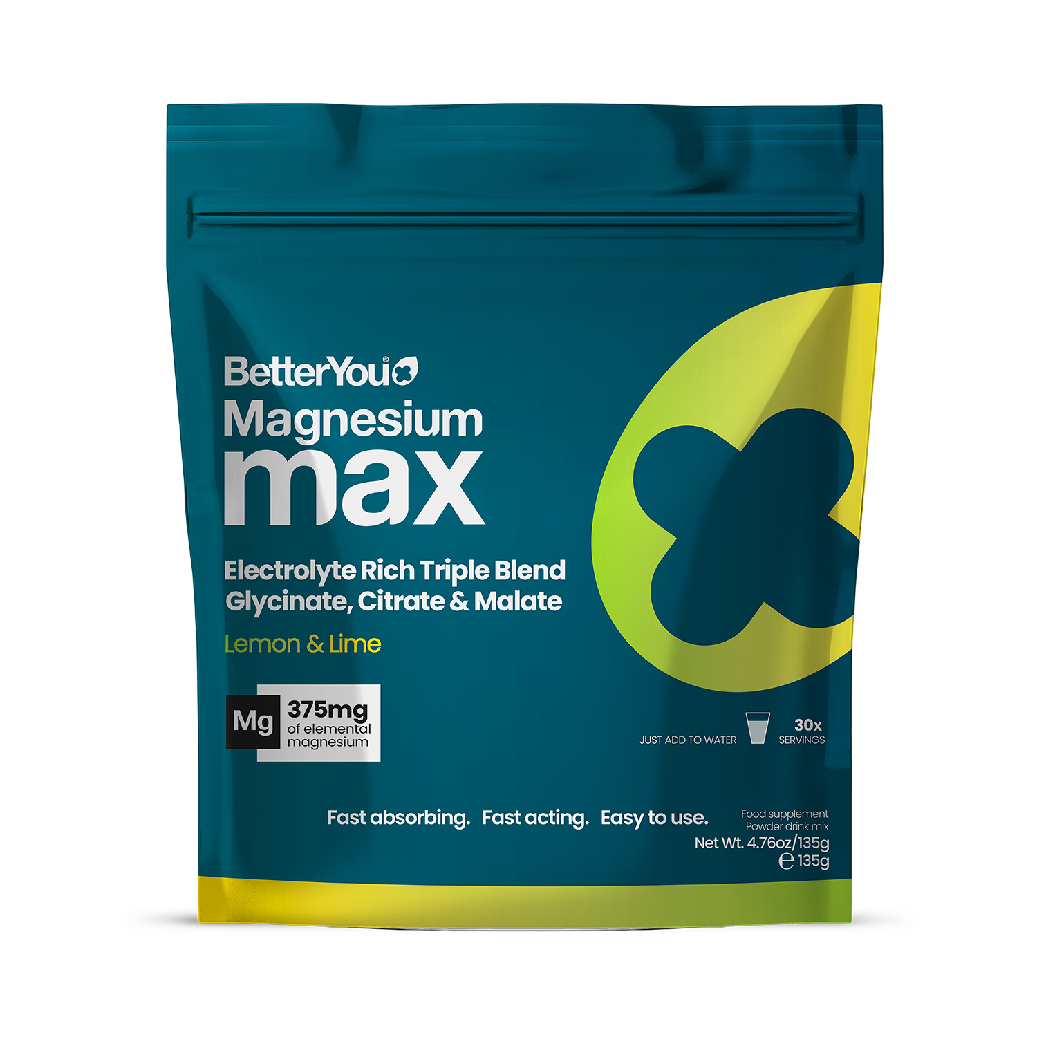 BetterYou Magnesium Max powder lemon lime 135g, UK version