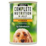 Sainsbury's Complete Nutrition Adult Dog Food with Chicken in Jelly 400g Dog food cans trays & pouches Sainsburys   