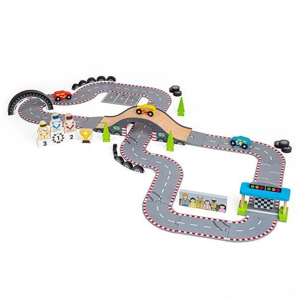 Bigjigs Rail Wooden Roadway Race Day Playset GOODS Superdrug   