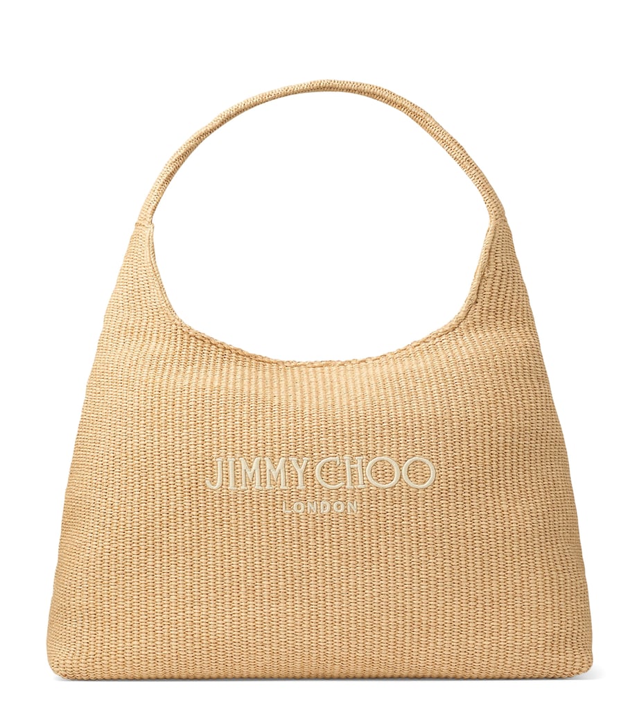 Jimmy Choo raffia beach diamond shoulder bag, imported from the UK