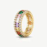 MUCHV thick ring with colourful cubic zirconia stones (British brand)
