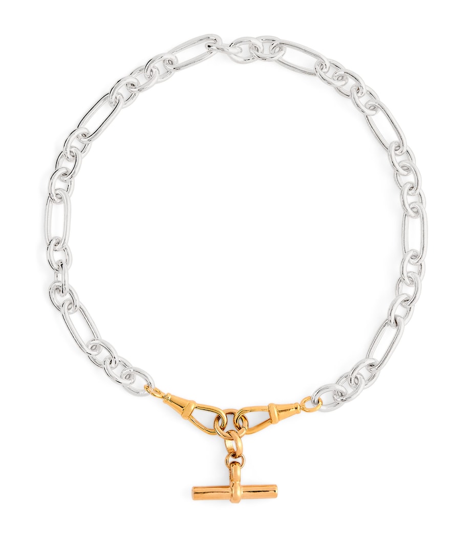 Tilly Sveaas medium sterling silver T-bar clipt necklace (British brand)