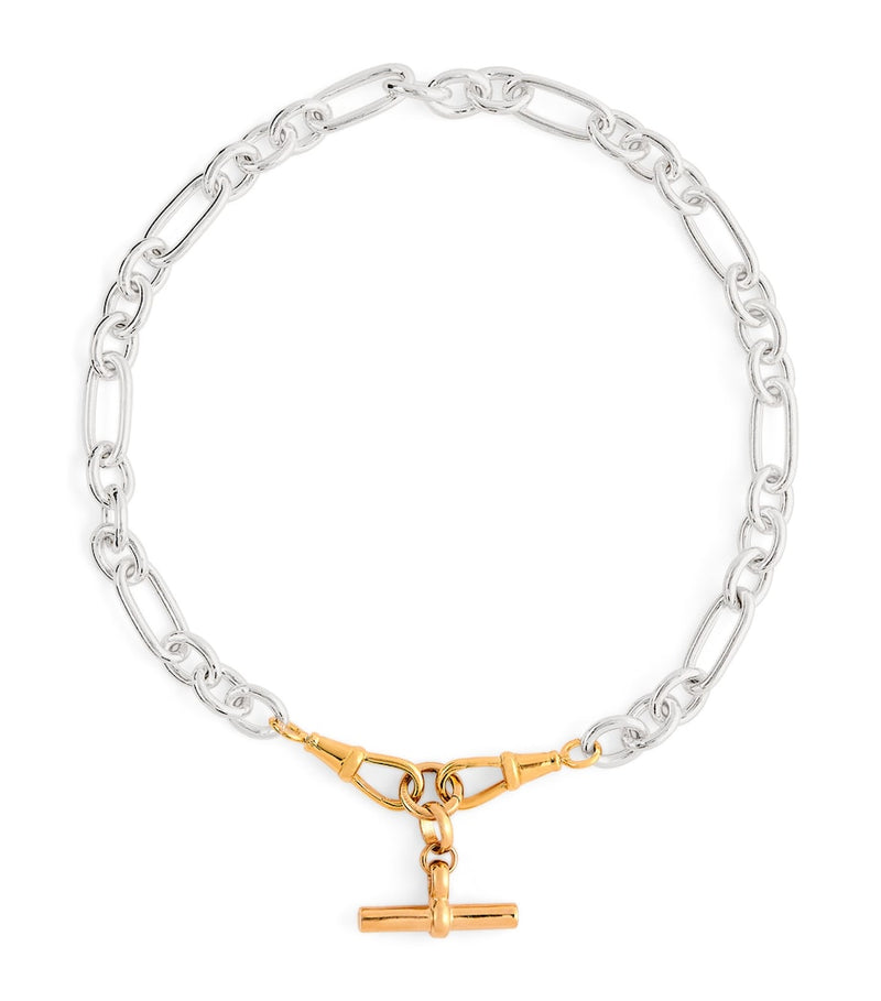 Tilly Sveaas medium sterling silver T-bar clipt necklace (British brand)