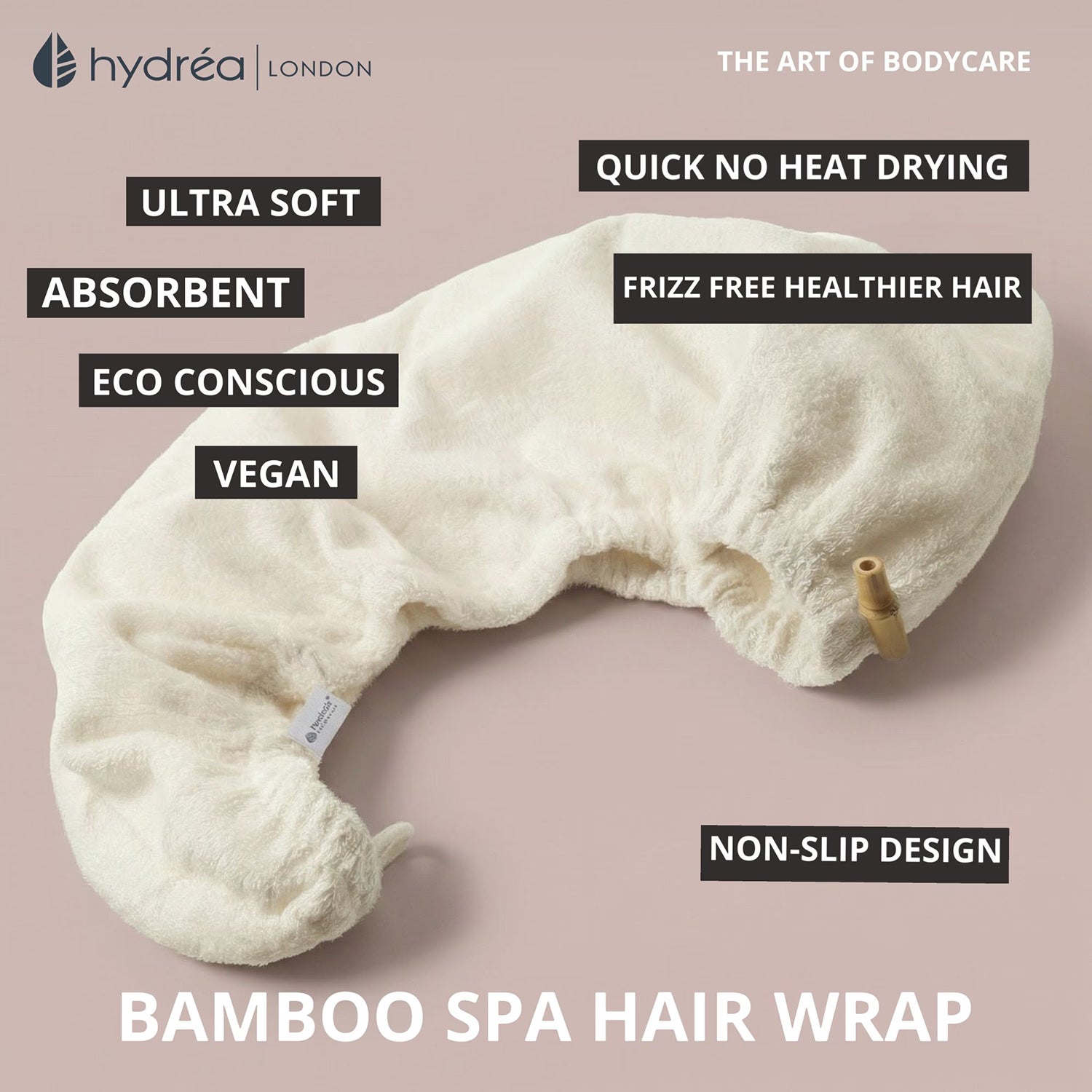 Hydréa London bamboo hair drying towel (British brand)