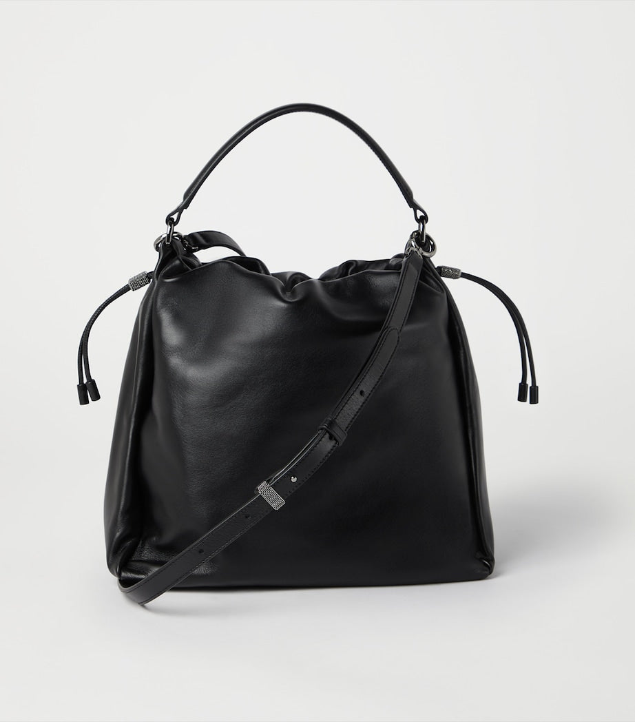 Brunello Cucinelli Mellow medium leather bucket bag, UK version
