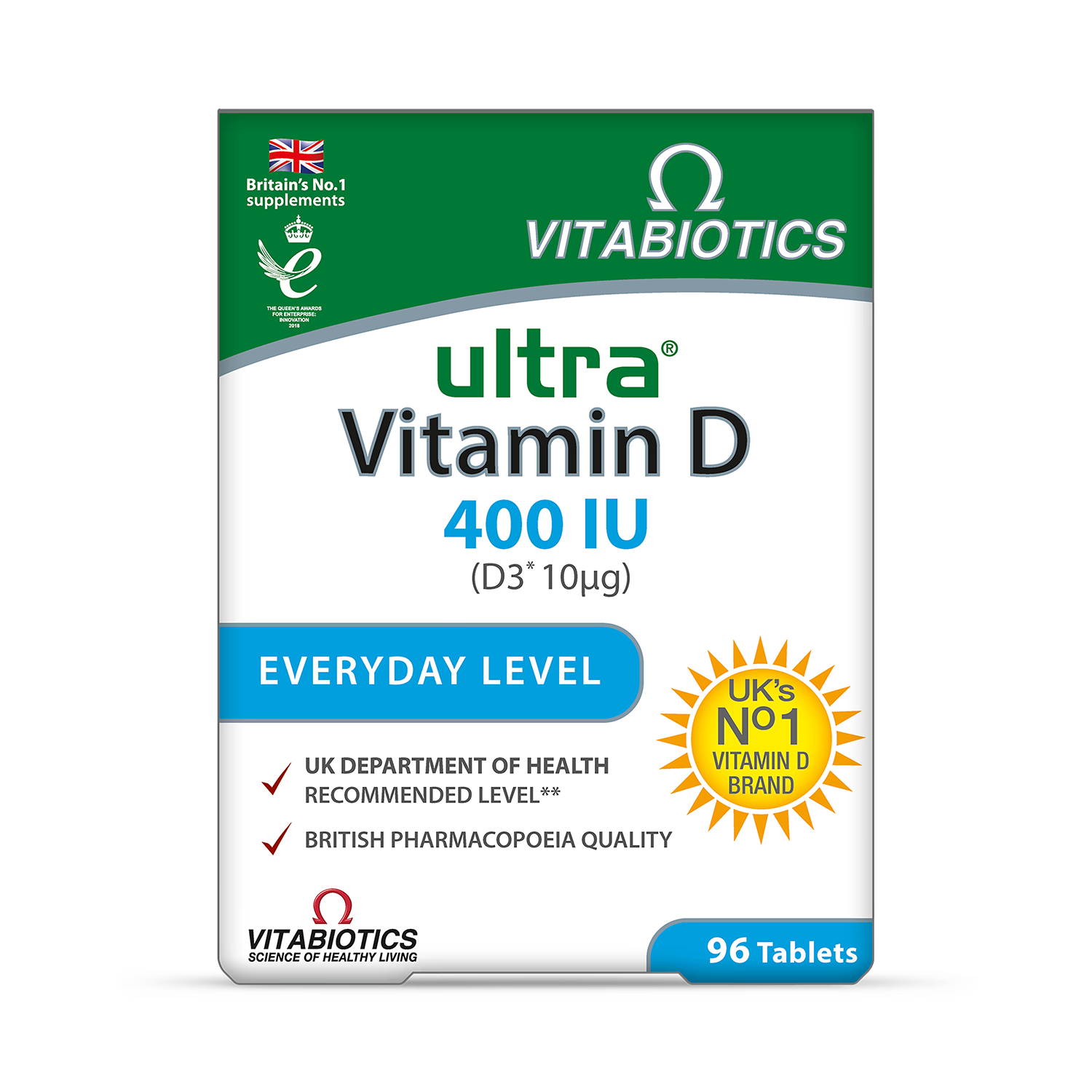 Vitabiotics Ultra Vitamin D 400IU 96 Tablets (British brand)