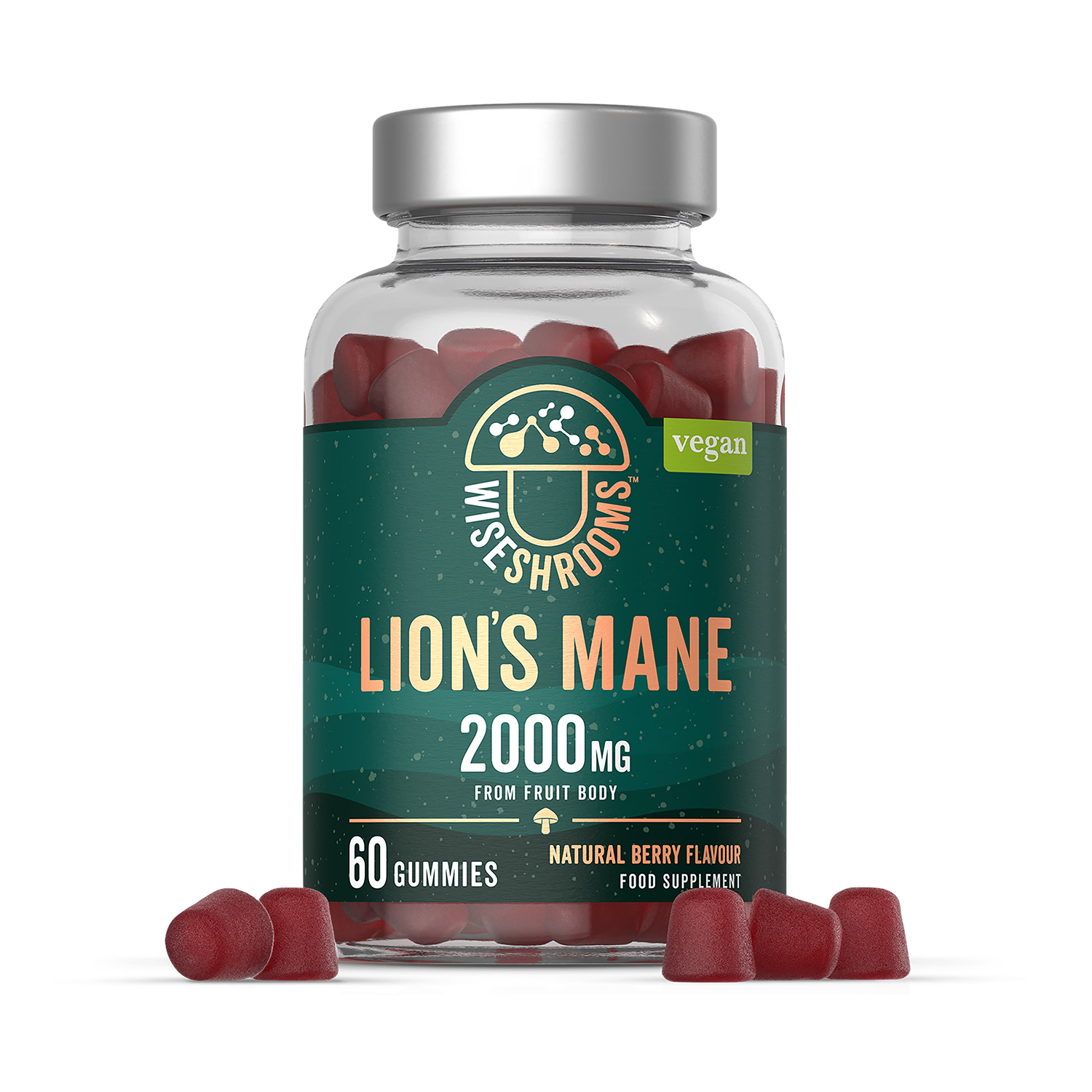 Wiseshrooms Lions Mane 2000mg vegan gummies - British product