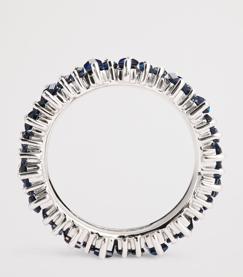 Suzanne Kalan white gold blue sapphire eternity ring 5mm, imported from the UK