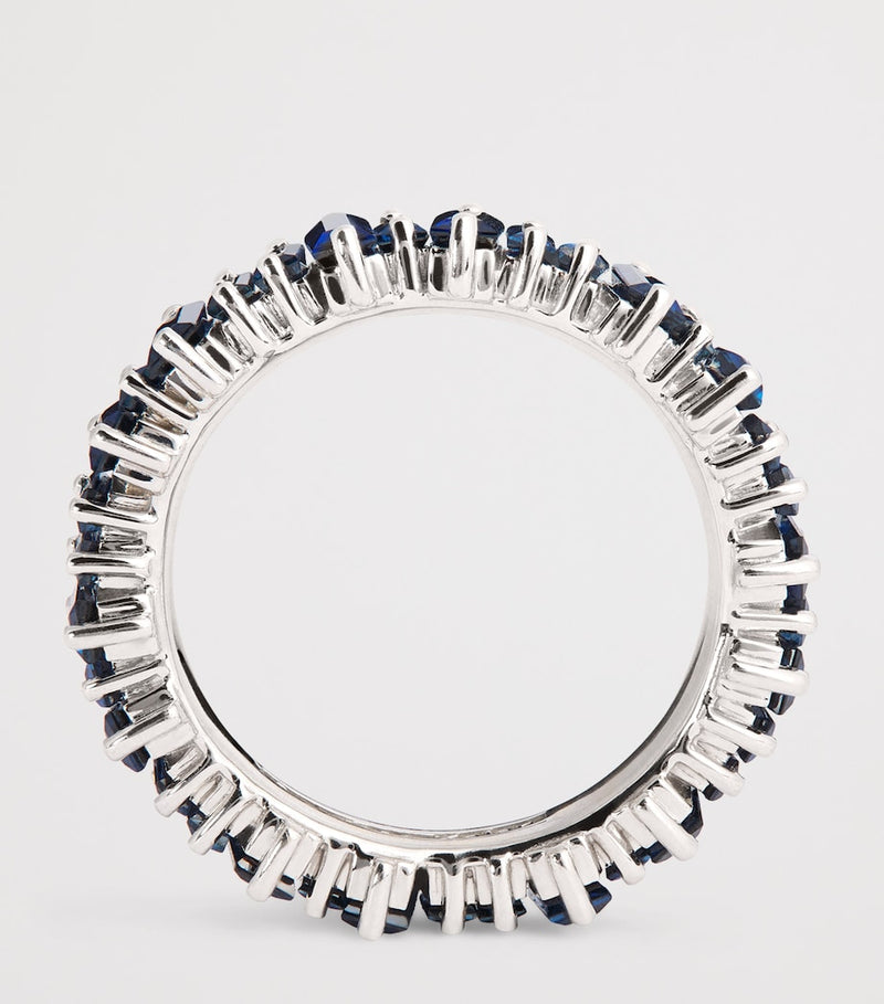 Suzanne Kalan white gold blue sapphire eternity ring 5mm, imported from the UK