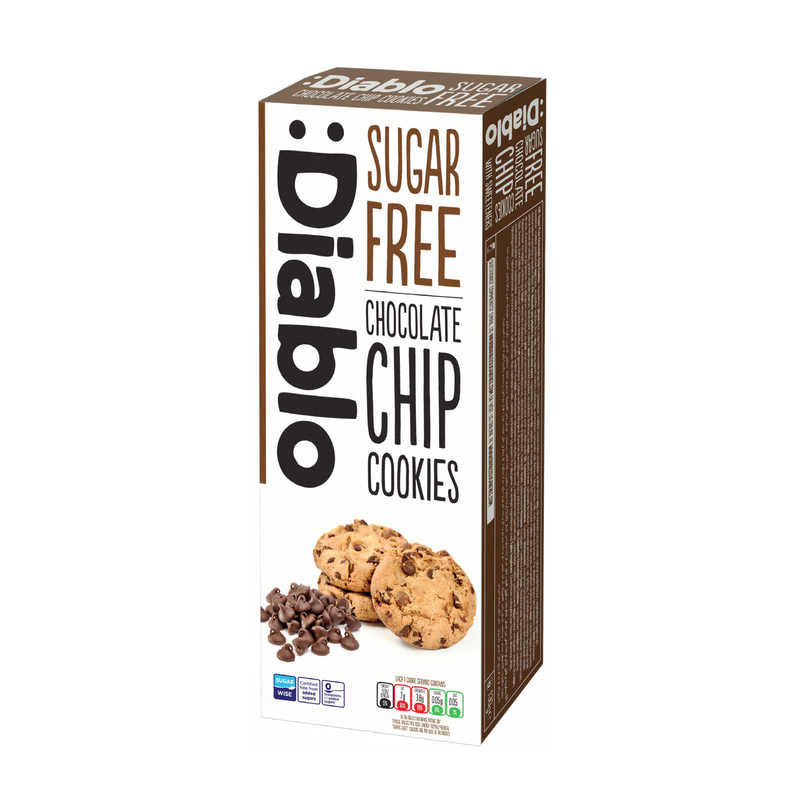 Diablo sugar free chocolate chip cookies pack of 12 130g - British product