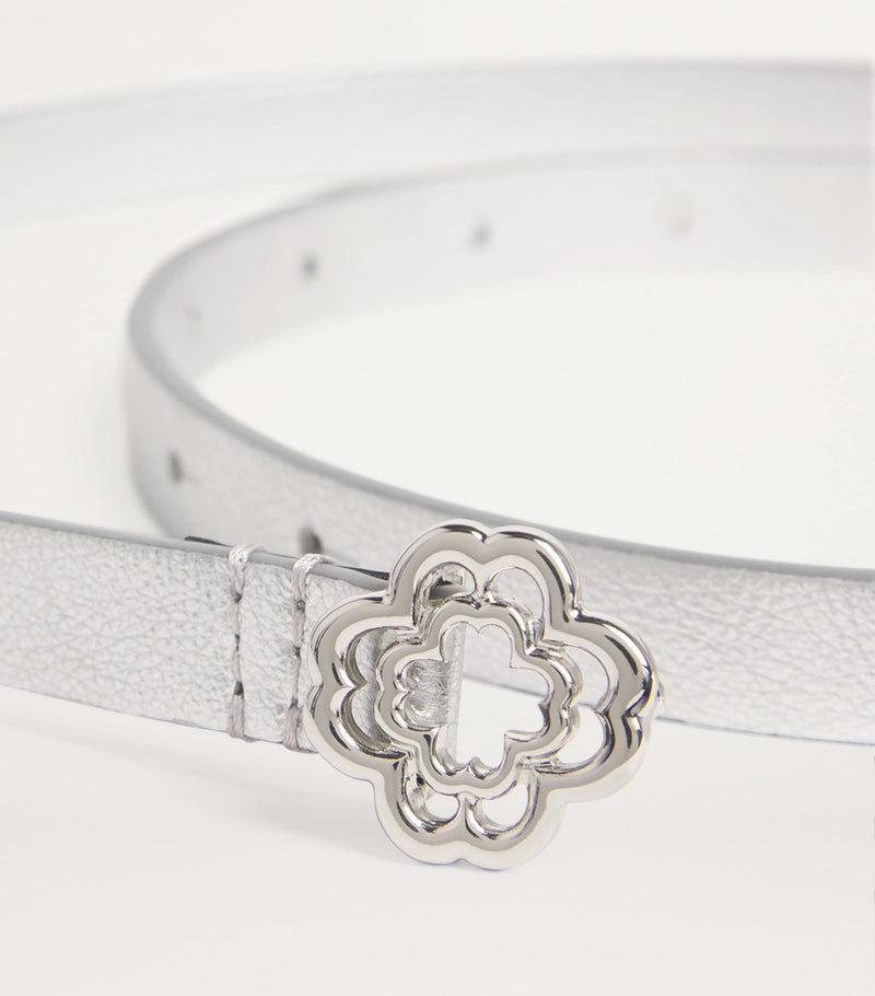 Maje metallic leather belt with clover buckle - British product