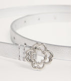 Maje metallic leather belt with clover buckle - British product