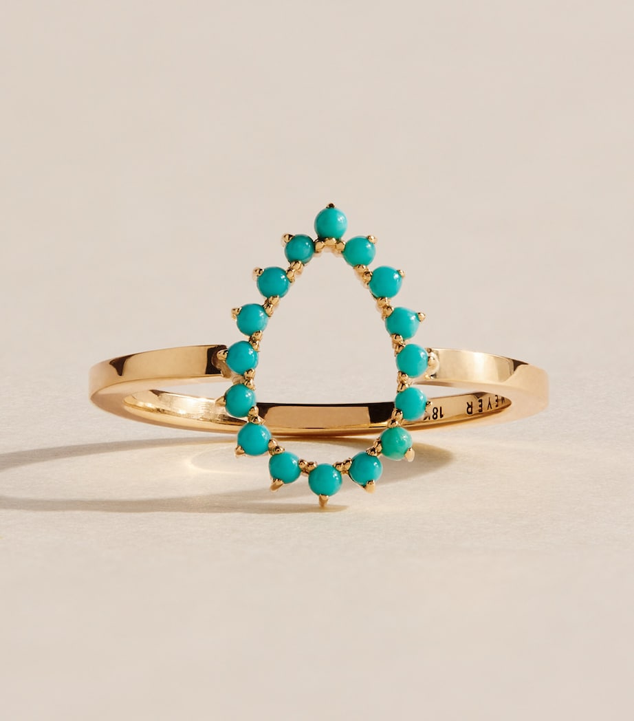 Jennifer Meyer mini yellow gold turquoise teardrop ring (British brand)