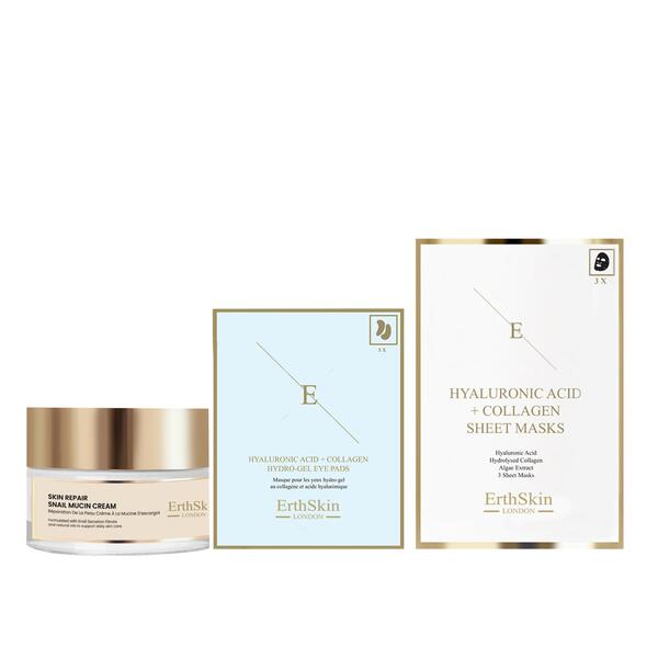 Erth Skin London snail mucin cream eye pads & mask set (British brand)