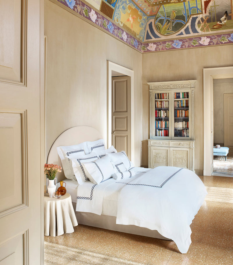 King Egyptian Cotton Duvet Cover with Triple-Embroidered Stripe, 230cm x 220cm