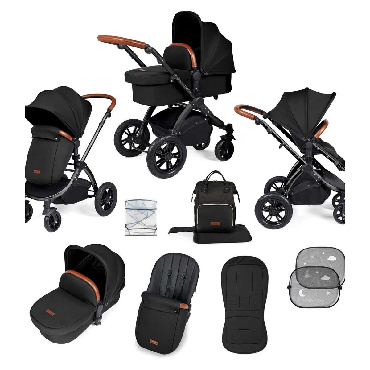 Ickle Bubba Stomp Luxe 2in1 Pushchair Black/Midnight/Tan/ Pack Size 1 GOODS Boots   