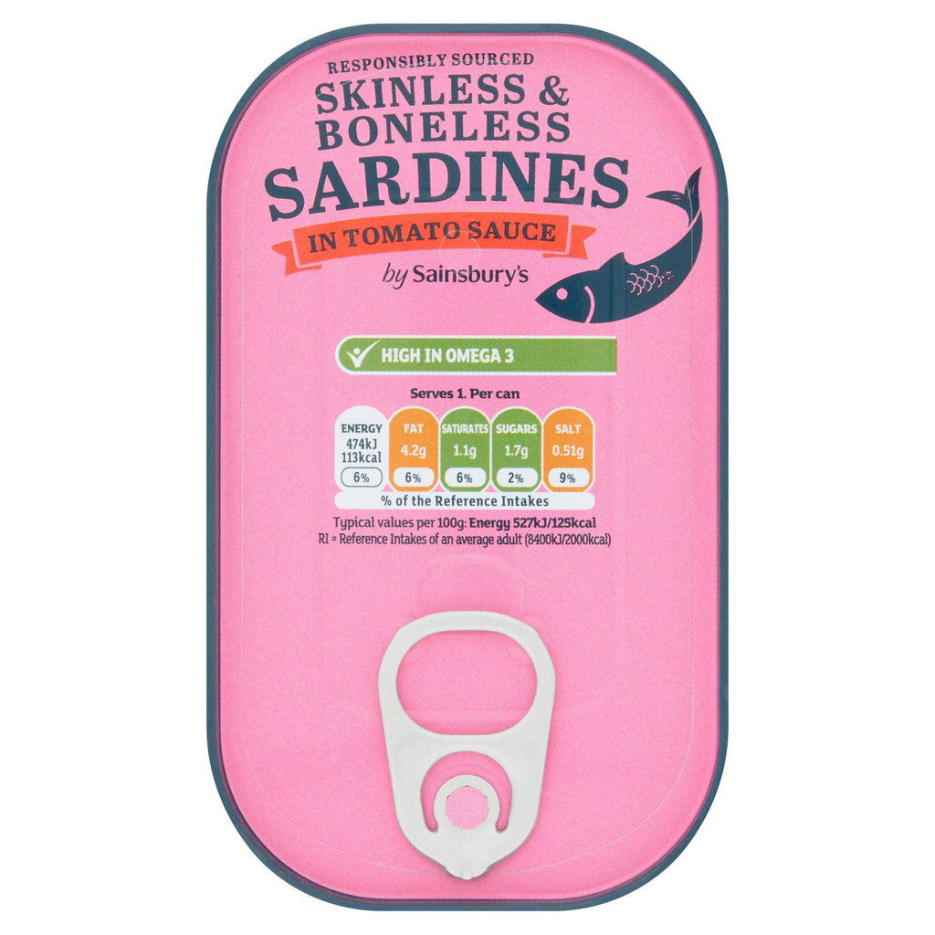 Sainsbury's Sardines in Tomato Sauce, Skinless & Boneless 90g