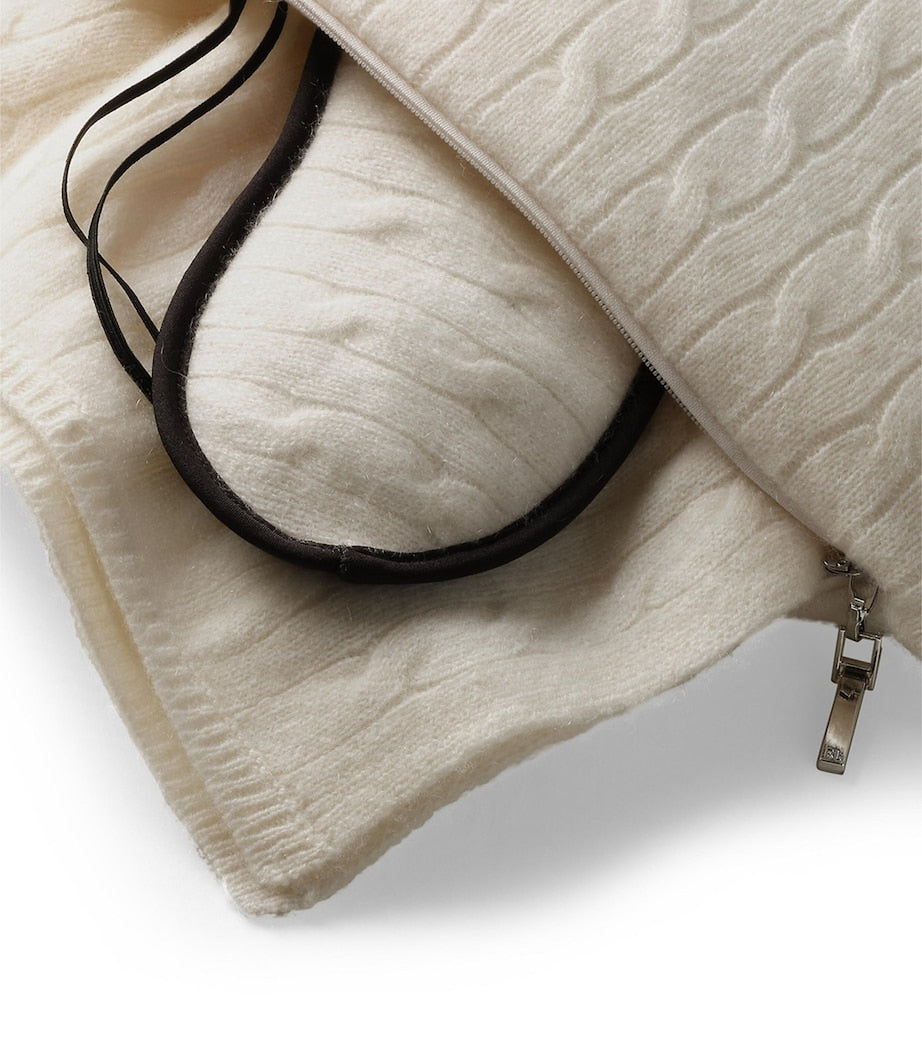 Ralph Lauren Home cashmere cable-knit travel set with throw and accessories, imported from the UK
