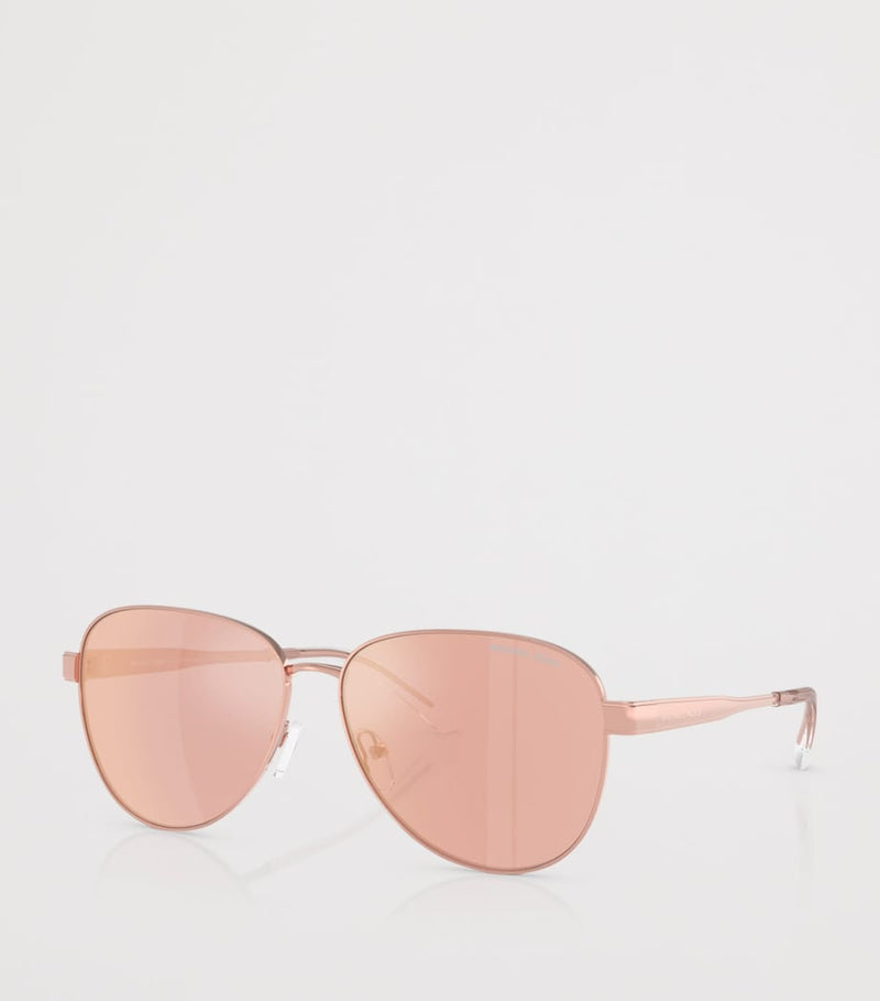 Michael Kors Biarritz Piloten-Sonnenbrille, roségoldfarbener Metallrahmen, importiert aus Großbritannien