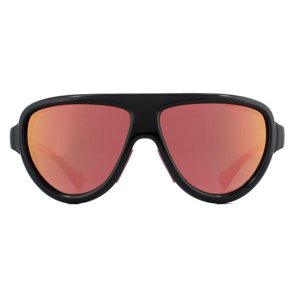 Moncler ML0089 black mirrored unisex sunglasses pilot style (British brand)