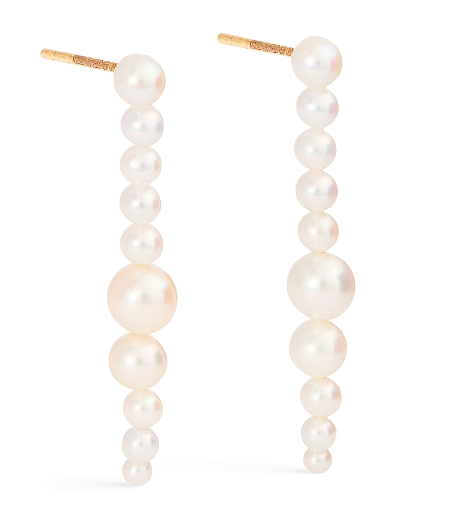 Sophie Bille Brahe Sienna Moon earrings in recycled yellow gold with freshwater pearls, imported from the UK