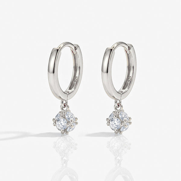 MUCHV small hoop earrings with cubic zirconia charm, imported from the UK