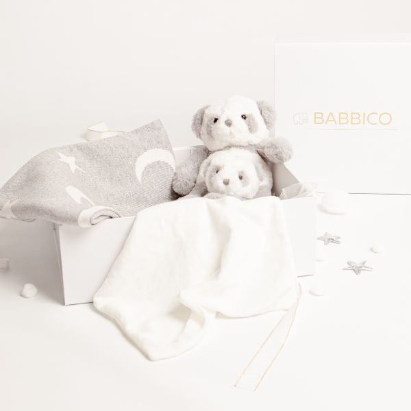 Babbico Grey Panda Toy, Blanket & Comforter Baby Gift Set GOODS Superdrug   