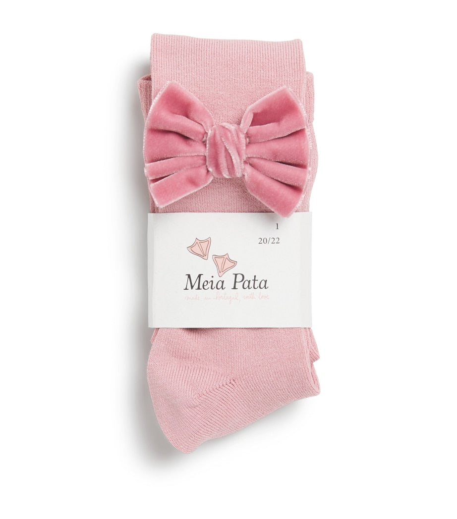 Meia Pata velvet-bow knee-high socks - British product