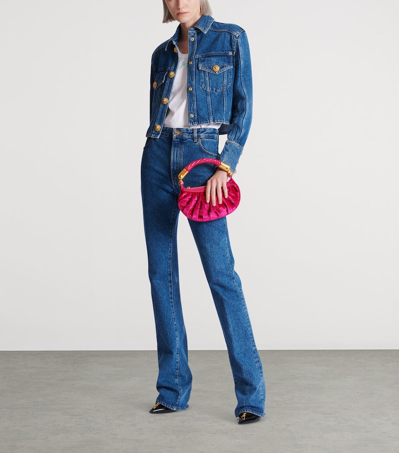 Balmain mini top-handle bag Ebene half-moon, imported from the UK