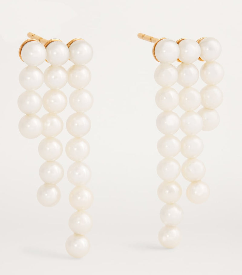Sophie Bille Brahe 3.2cm pearl drop earrings - British product