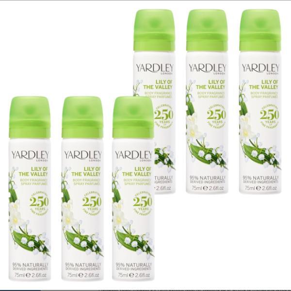 Yardley Lily of the Valley body spray 6x75ml (British brand)