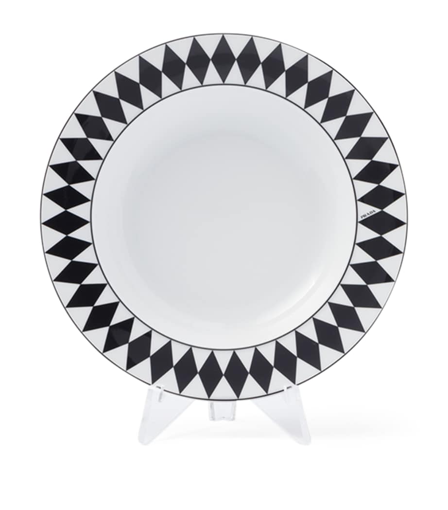 Prada chequerboard porcelain soup plates set of 2 22cm, imported from the UK