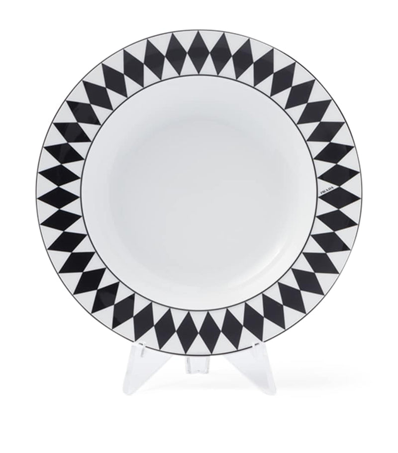 Prada chequerboard porcelain soup plates set of 2 22cm, imported from the UK