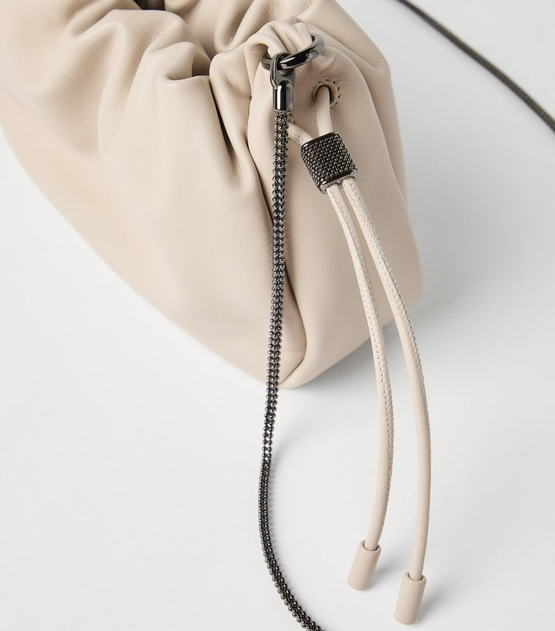 Brunello Cucinelli mini leather Mellow bucket bag (British brand)