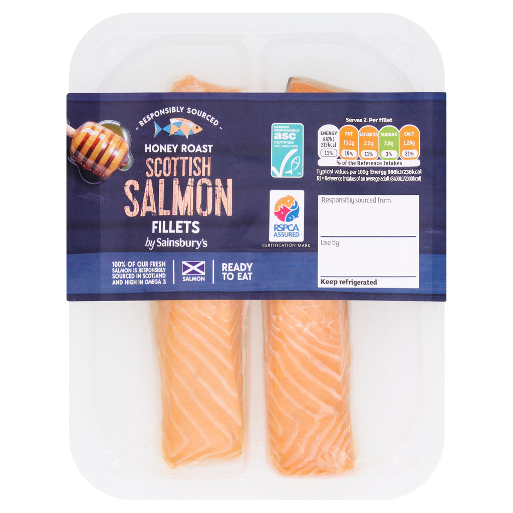 Sainsbury's Honey Roast ASC Scottish Salmon Portions x2 180g (Ready to eat)