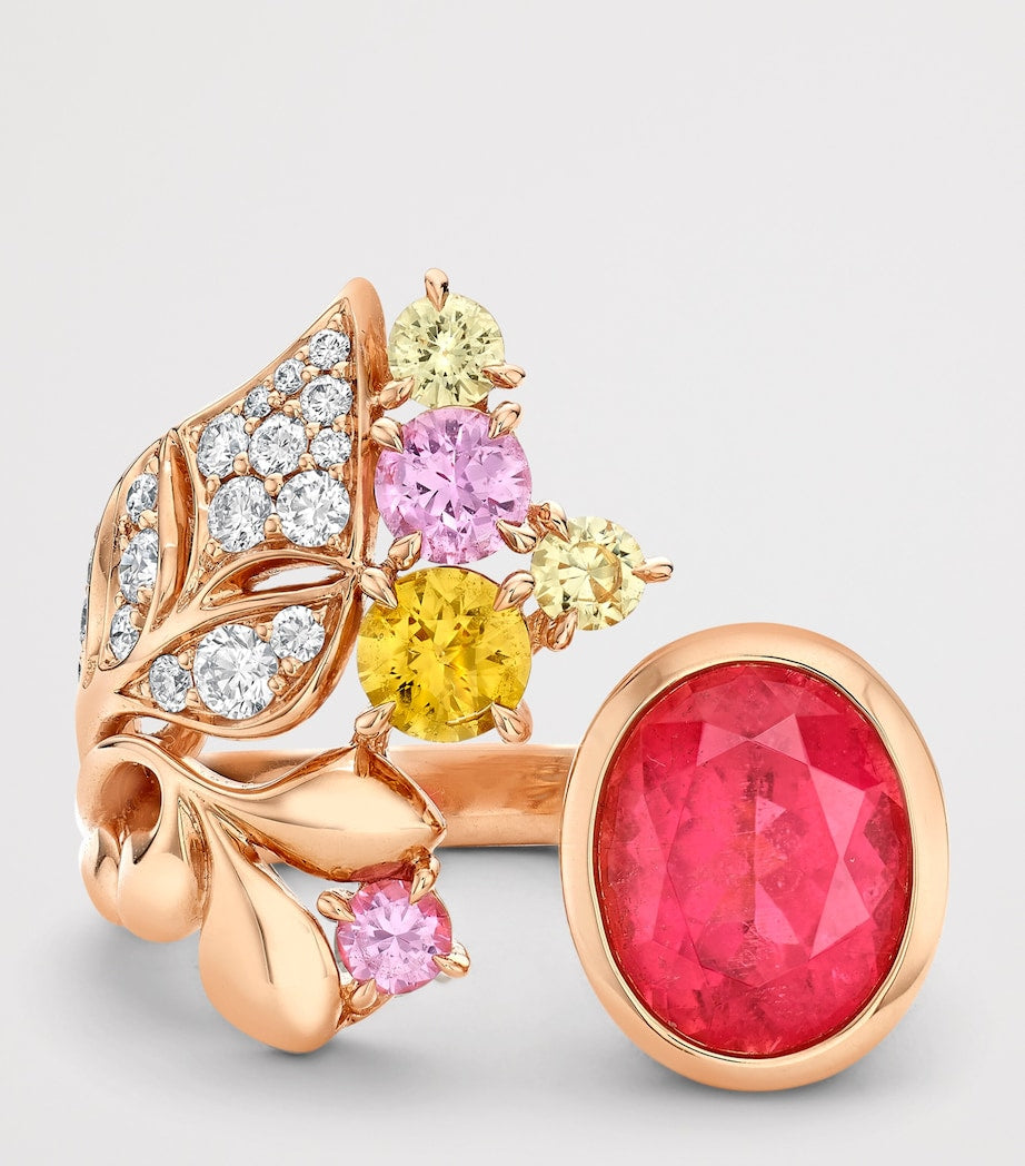 Boodles Palace ring rose gold tourmaline sapphire diamonds, UK version