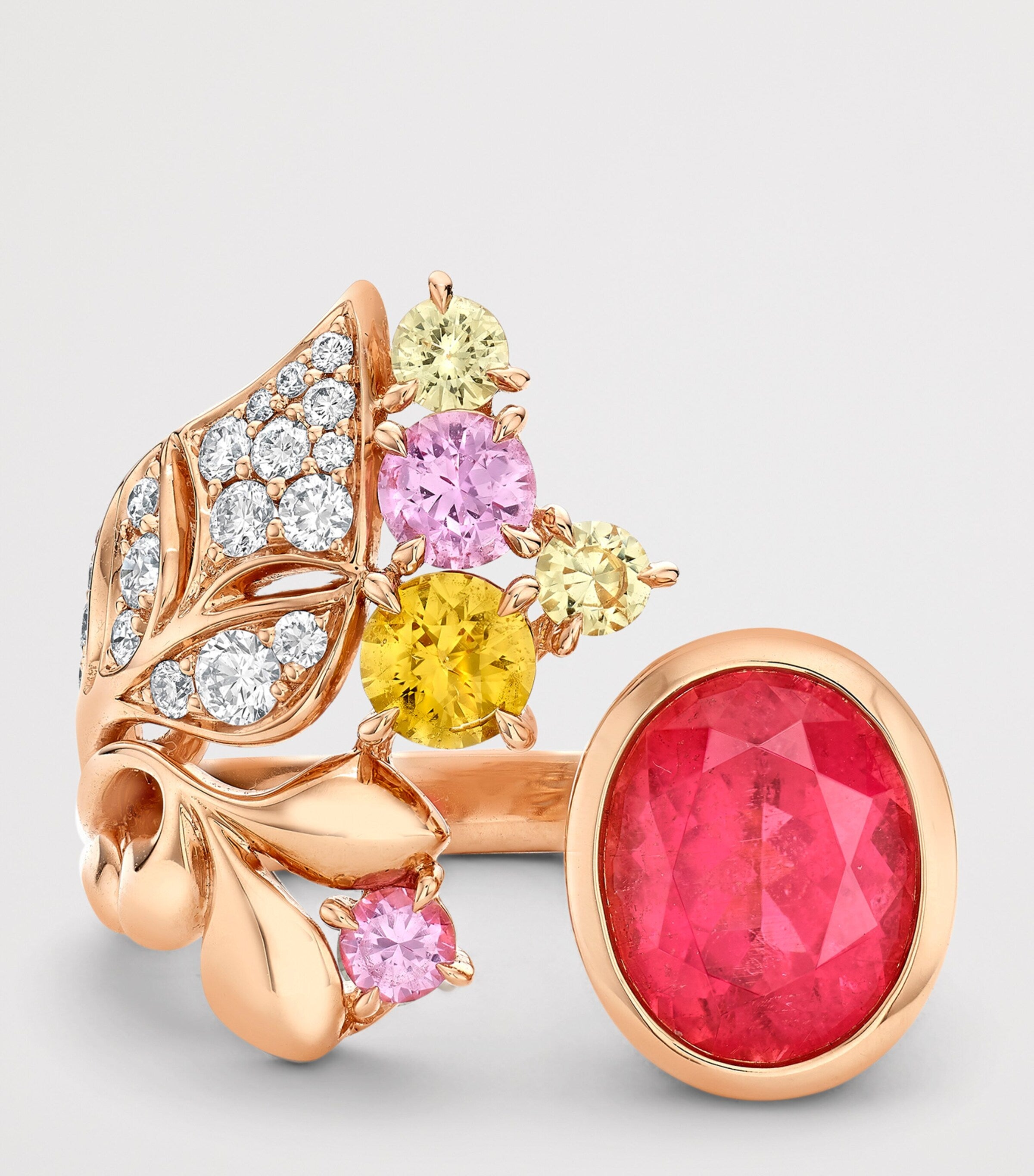 Boodles Palace ring rose gold tourmaline sapphire diamonds, UK version