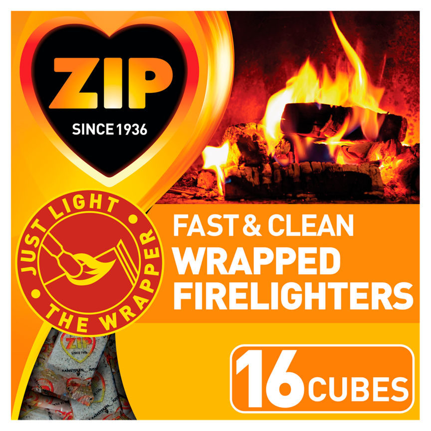 Zip Fast & Clean Wrapped Firelighters Accessories & Cleaning ASDA   