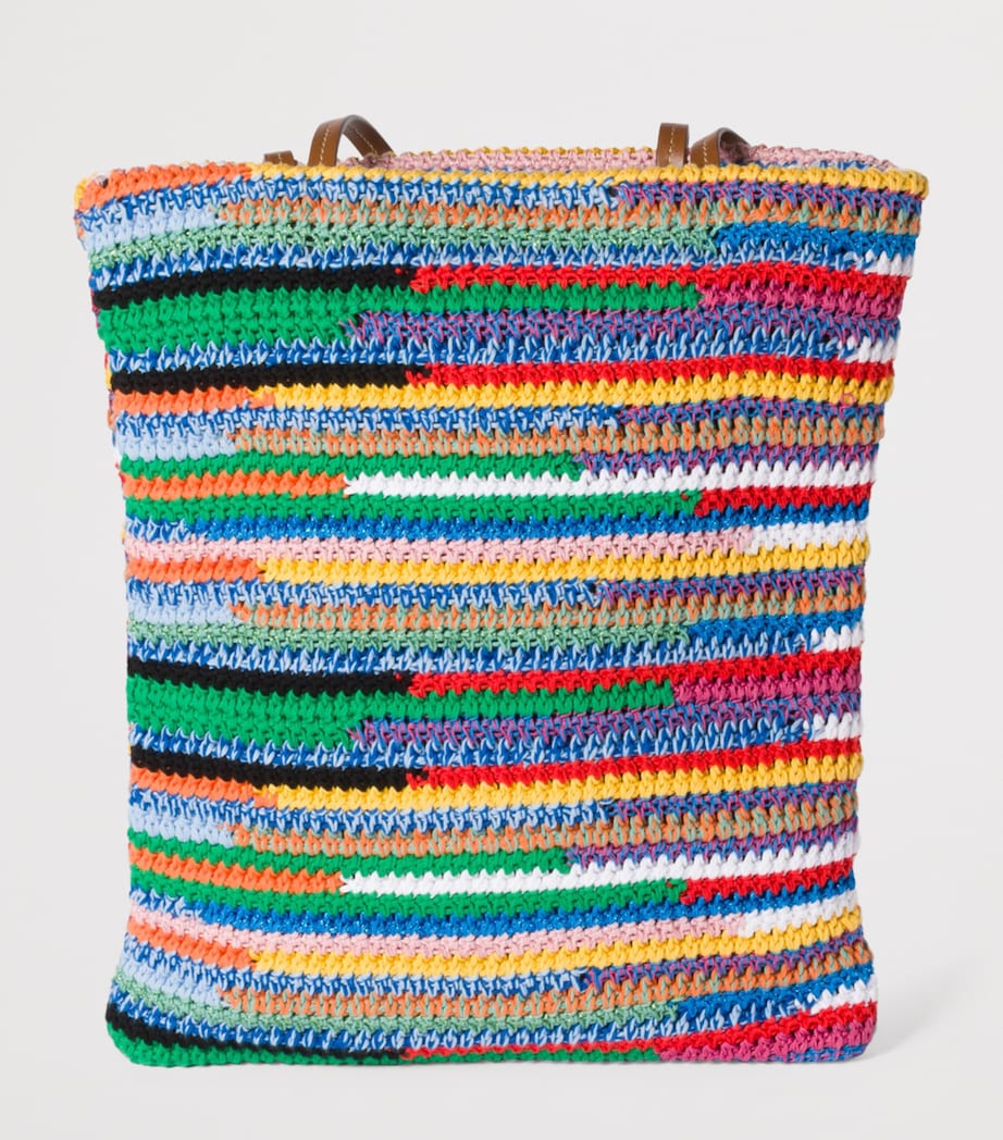 Miu Miu crochet tote bag multicolour cotton leather handles, UK version
