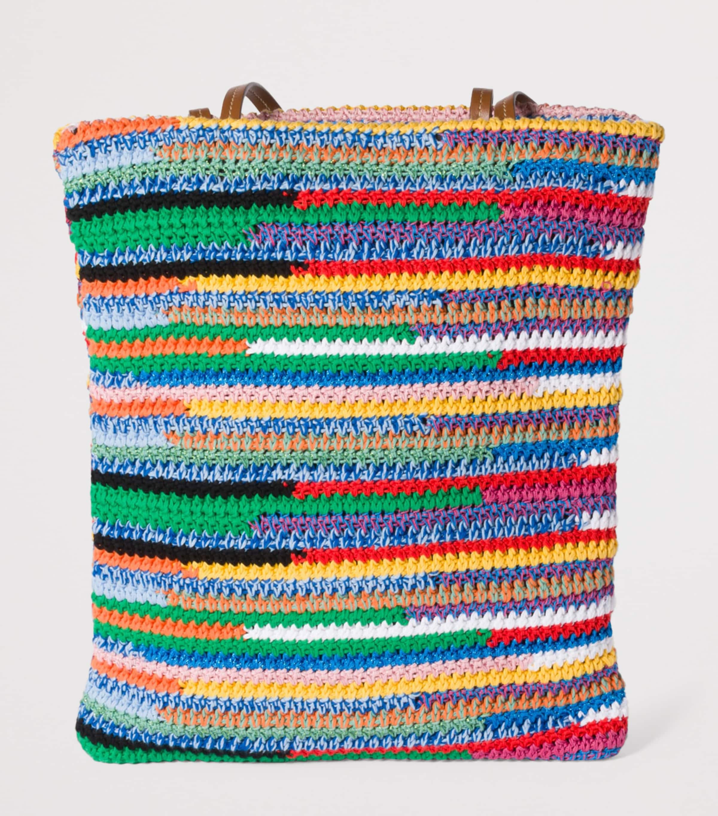 Miu Miu crochet tote bag multicolour cotton leather handles, UK version