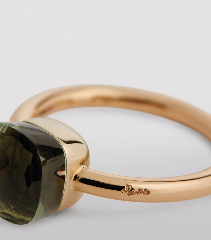 Pomellato Nudo Petit prasiolite ring in mixed gold (British brand)